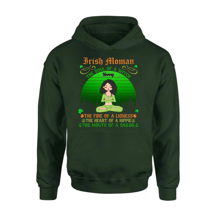 Custom Personalized Irish Girl Yoga Shirt - Gift Idea For St Patrick's Day - Irish Woman The Soul Of A Witch