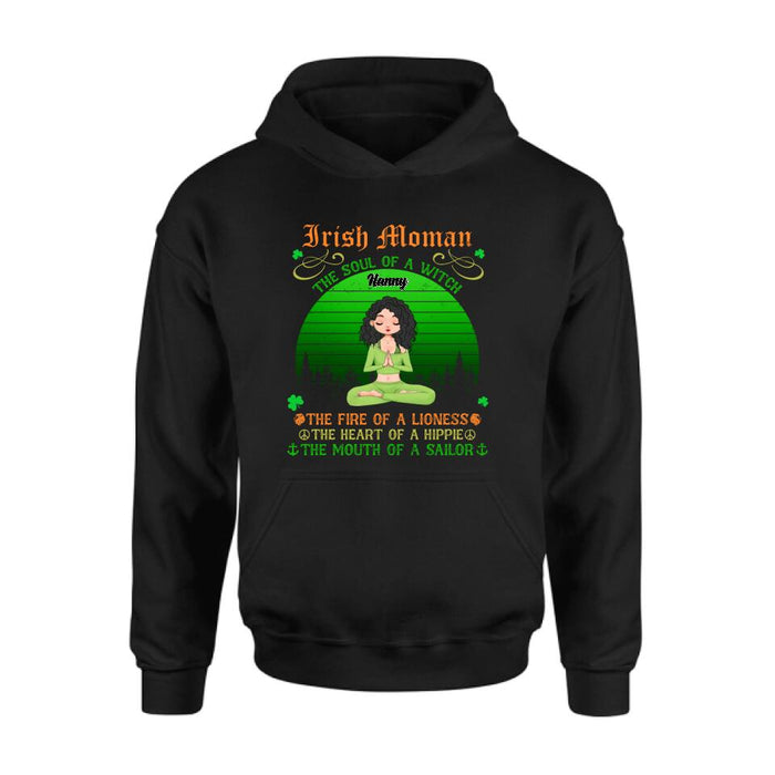 Custom Personalized Irish Girl Yoga Shirt - Gift Idea For St Patrick's Day - Irish Woman The Soul Of A Witch