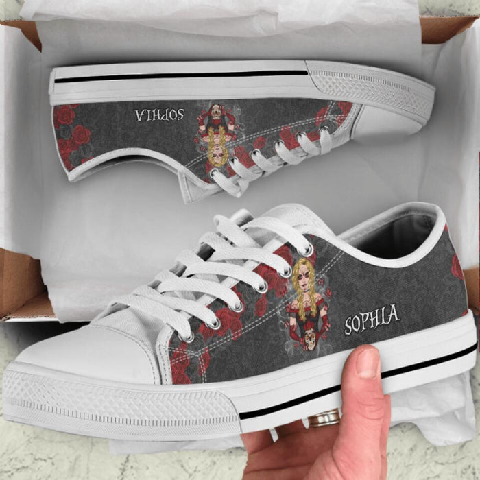 Custom Personalized Skull Girl Sneakers - Gift Idea For Friends/Birthday