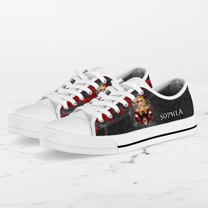 Custom Personalized Skull Girl Sneakers - Gift Idea For Friends/Birthday