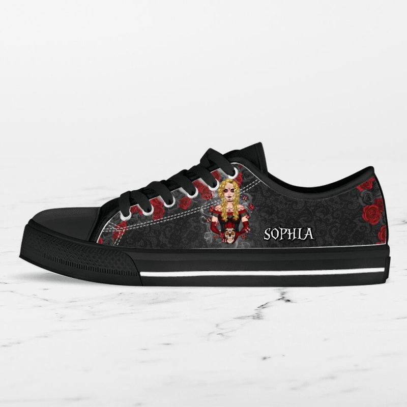 Personalized Skull Girl Sneakers - Gift Idea For Friends/Birthday