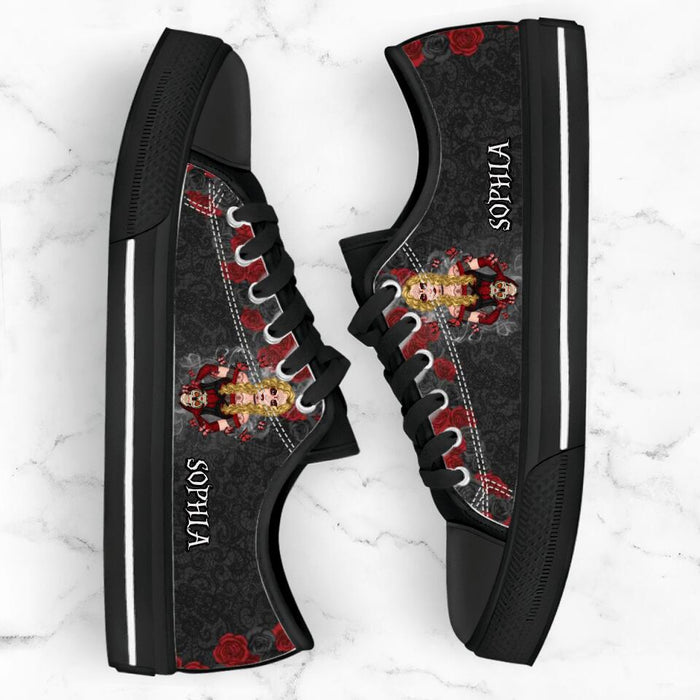 Custom Personalized Skull Girl Sneakers - Gift Idea For Friends/Birthday