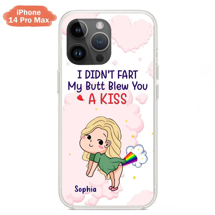 Personalized Fart Couple Phone Case - Funny Valentine's Day Gift For Couple - I Didn't Fart My Butt Blew You A Kiss - Case For iPhone And Samsung