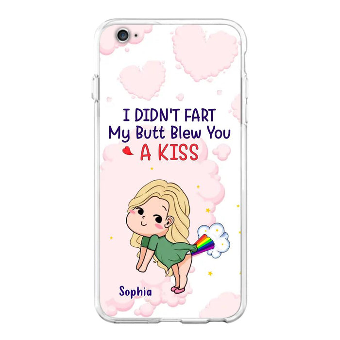 Personalized Fart Couple Phone Case - Funny Valentine's Day Gift For Couple - I Didn't Fart My Butt Blew You A Kiss - Case For iPhone And Samsung