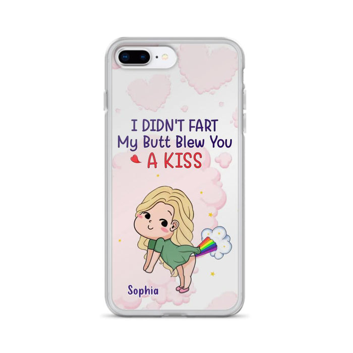 Personalized Fart Couple Phone Case - Funny Valentine's Day Gift For Couple - I Didn't Fart My Butt Blew You A Kiss - Case For iPhone And Samsung