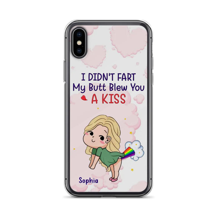 Personalized Fart Couple Phone Case - Funny Valentine's Day Gift For Couple - I Didn't Fart My Butt Blew You A Kiss - Case For iPhone And Samsung