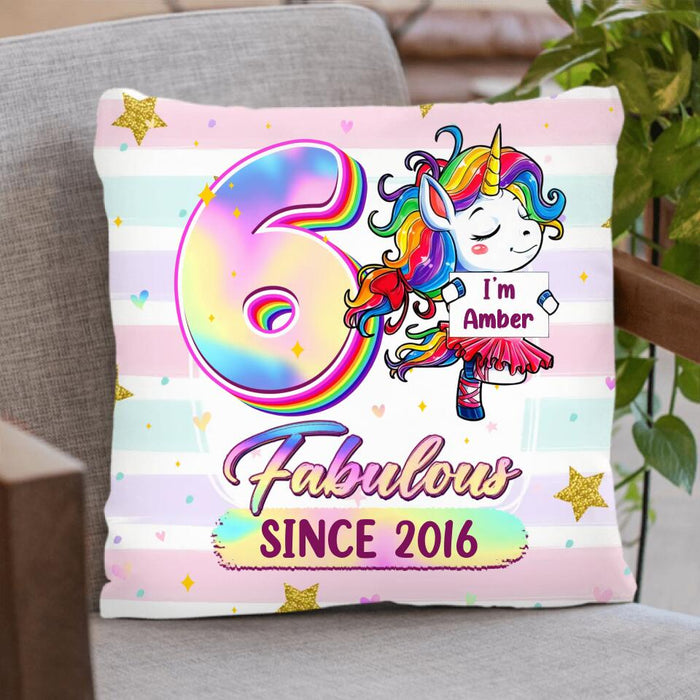 Custom Personalized Birthday Girl Unicorn Pillow Cover - Birthday Gift Idea For Baby/Daughter - Fabulous