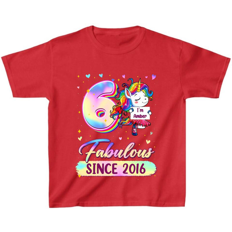Personalized Birthday Girl Unicorn T-shirt - Birthday Gift Idea For Baby/Daughter - Fabulous
