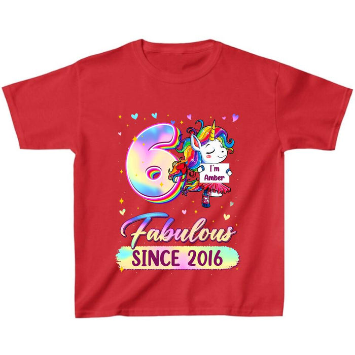 Custom Personalized Birthday Girl Unicorn T-shirt - Birthday Gift Idea For Baby/Daughter - Fabulous