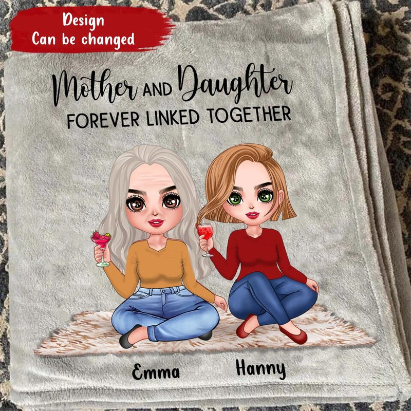 Personalized Mother And Daughters Quilt/Fleece Throw Blanket - Gift Idea For Mother And Daughter/Mother's Day Gift - Mother And Daughters Forever Linked Together
