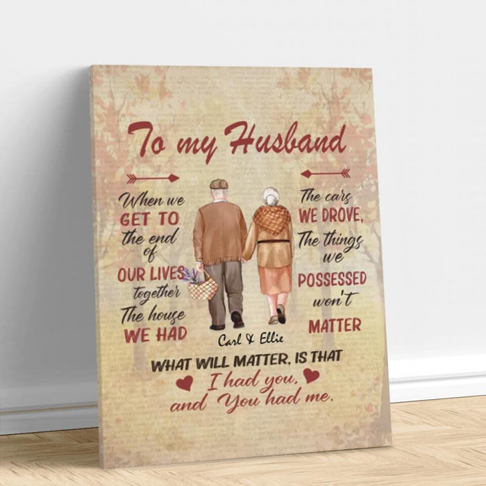 Custom Personalized Old Couple Canvas - Couple/ Valentine's Day Gift For Husband From Wife - To My Husband