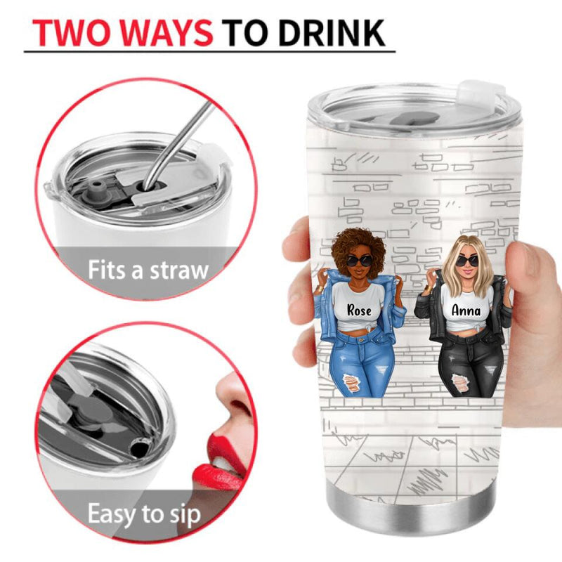 Personalized Besties Tumbler - Up to 4 Girls - Christmas Gift Idea For Friends - We're Not Sugar And Spice And Everything Nice