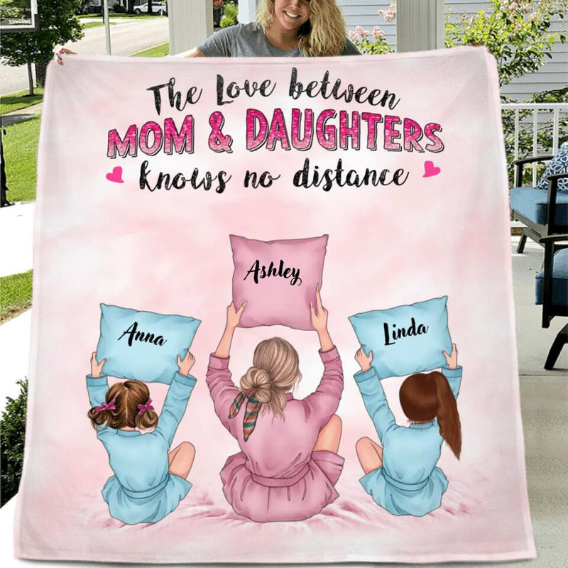Personalized Mom & Daughter Quilt/Fleece Throw Blanket/Pillow Cover - Gift Idea For Mother's Day - The Love Between Mom & Daughters Knows No Distance