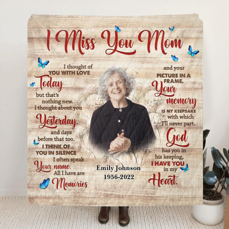 Personalized Memorial Mom Pillow Cover/Fleece Blanket/Quilt - Memory Gift For Loss Mom - I Miss You Mom