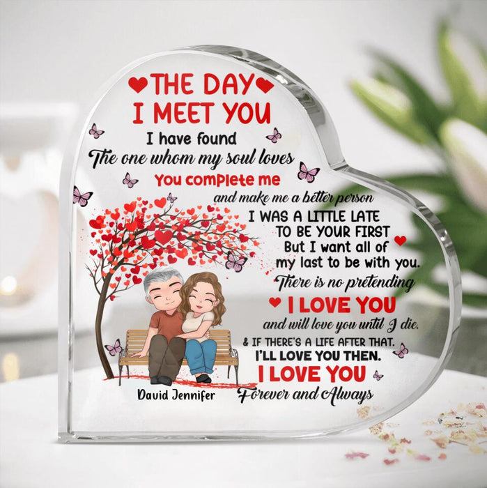 Custom Personalized Couple Crystal Heart - Gift Idea For Couple - Mother's Day Gift For Wife From Husband - The Day I Met You I Have Found The One Whom My Soul Loves