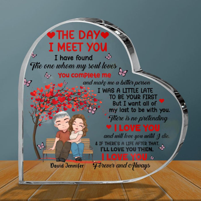 Custom Personalized Couple Crystal Heart - Gift Idea For Couple - Mother's Day Gift For Wife From Husband - The Day I Met You I Have Found The One Whom My Soul Loves