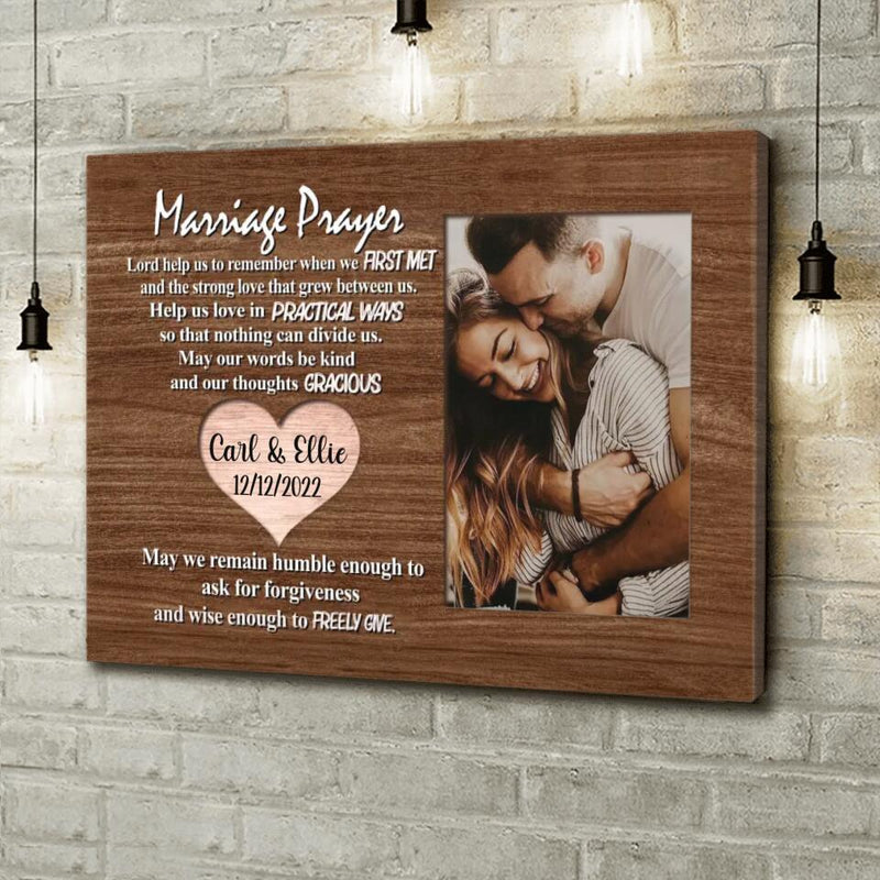 Personalized Couple Canvas - Upload Photo - Wedding/Anniversary For Couple/Mother's Day Gift Idea From Husband - Marriage Prayer