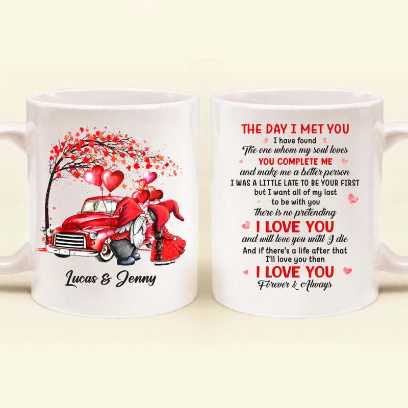 Personalized Gnome Couple Coffee Mug - Mother's Day Gift For Wife From Husband - The Day I Met You