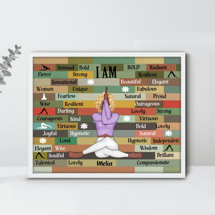 Custom Personalized Yoga Girl Horizontal Poster - Gift Idea For Yoga Lovers - I Am Sensual, Bold