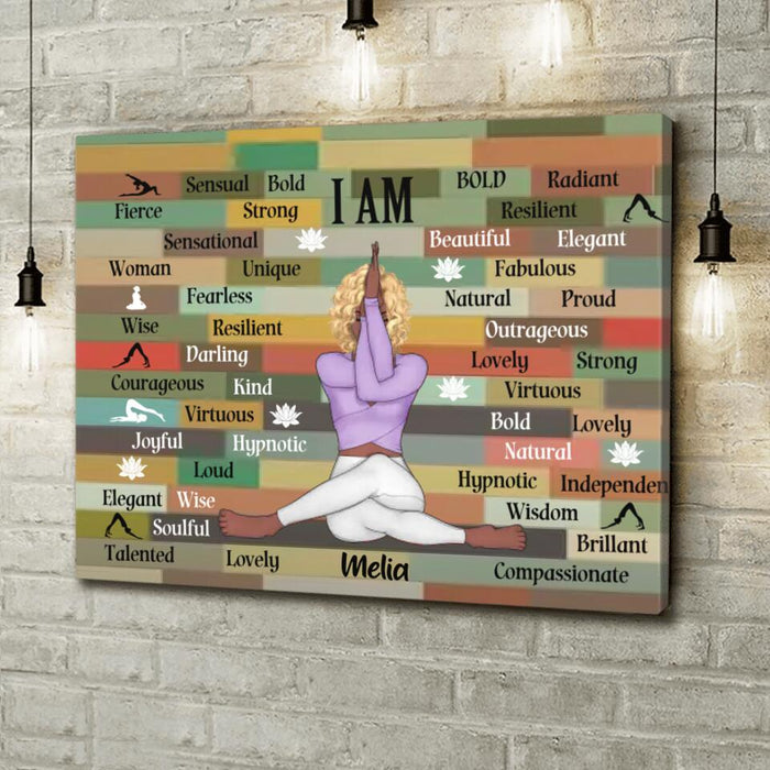 Custom Personalized Yoga Girl Horizontal Canvas - Gift Idea For Yoga Lovers - I Am Sensual, Bold