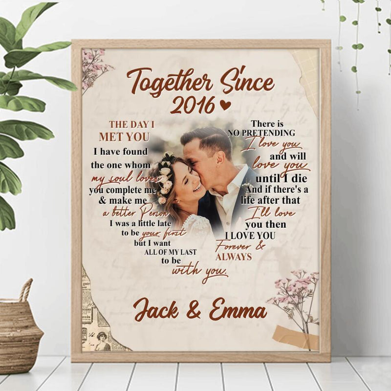 Personalized Couple Photo Poster - Mother's Day Gift From Husband - The Day I Met You