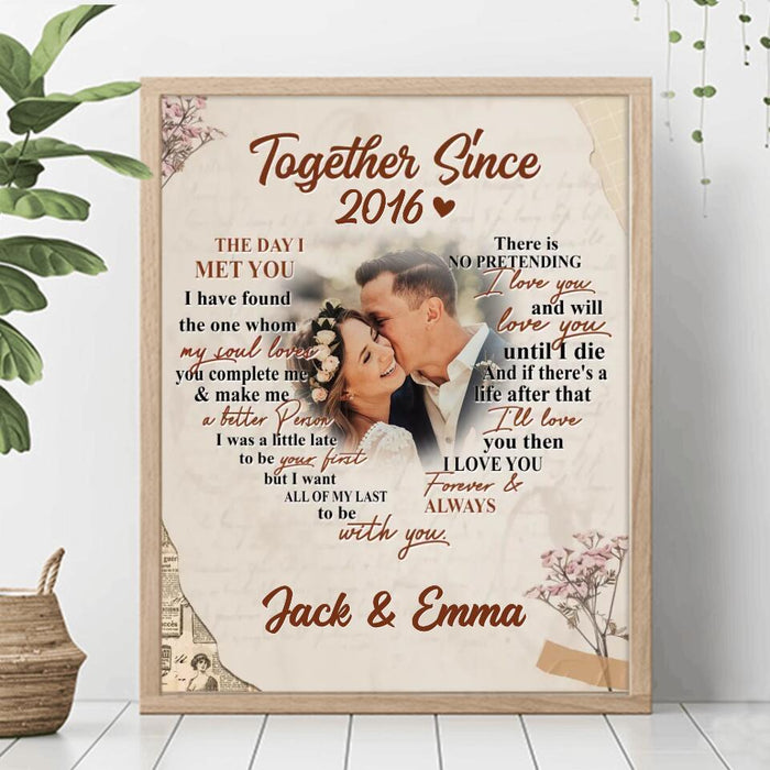 Custom Personalized Couple Photo Poster - Mother's Day Gift From Husband - The Day I Met You