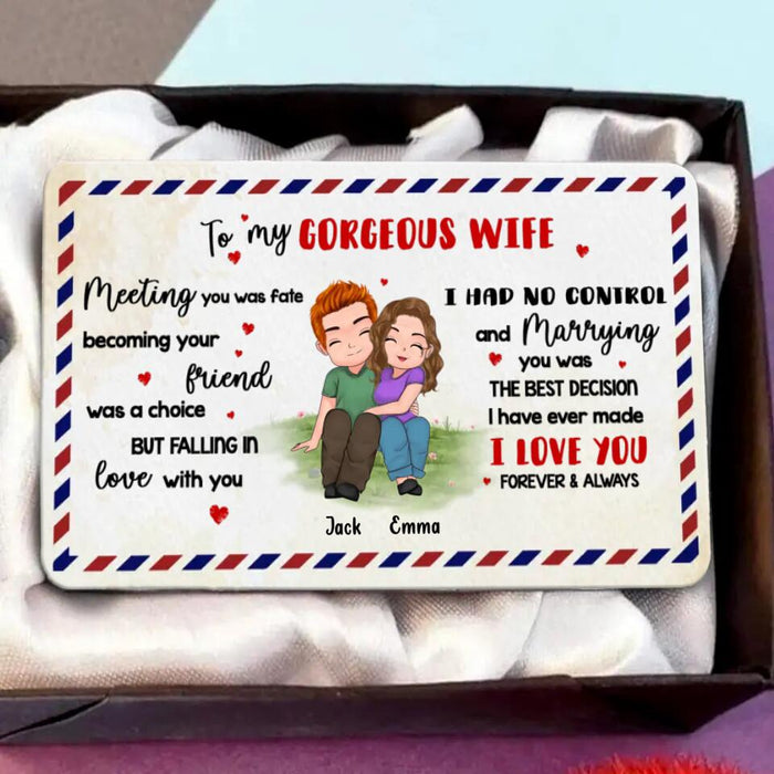 Custom Couple Wallet Aluminum Card - Mother's Day Gift For Wife From Husband - To My Gorgeous Wife
