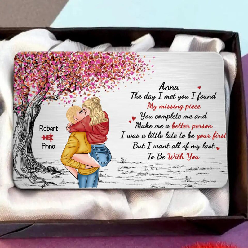 Personalized Couple Wallet Aluminum Card - Gift For Her/Him - Mother's Day Gift For Wife From Husband - The Day I Met You