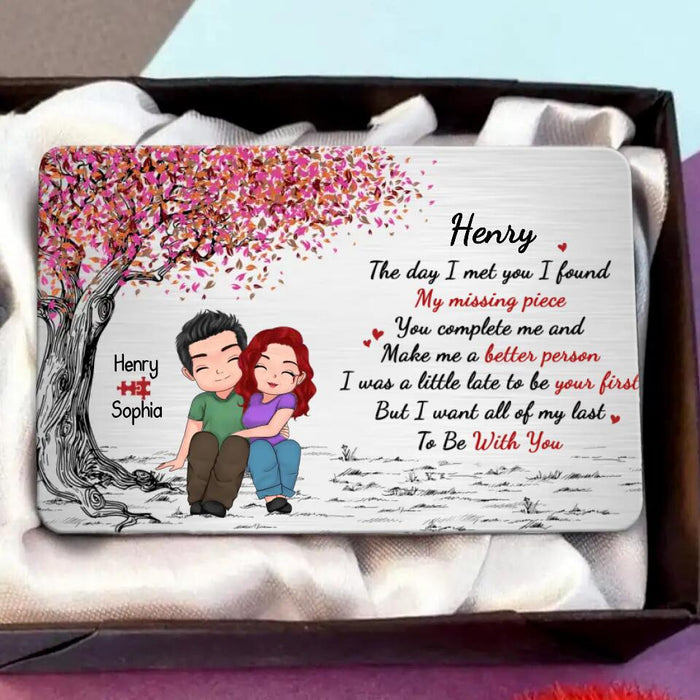 Custom Personalized Couple Wallet Aluminum Card - Gift For Him/ Her - Mother's Day Gift For Wife From Husband - The Day I Met You I Found My Missing Piece