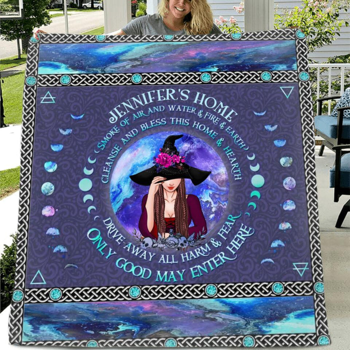 Custom Personalized Witch Quilt/Single Layer Fleece Blanket - Gift Idea For Witch Lovers - Only Good May Enter Here