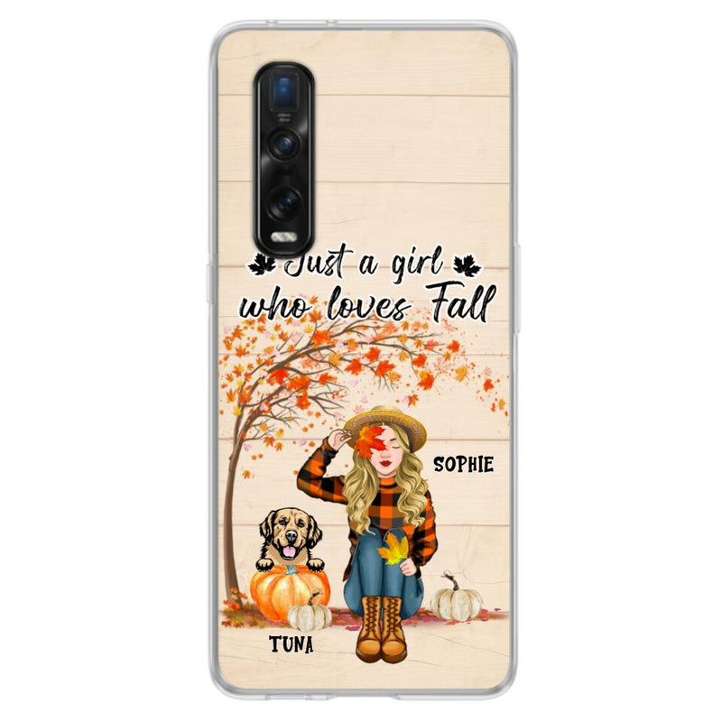 Personalized Fall Dog Mom Phone Case - Up to 4 Pets - Best Gift For Dog Lovers - Just A Girl Who Loves Fall - Case For Oppo Huawei Xiaomi - MTJKZW
