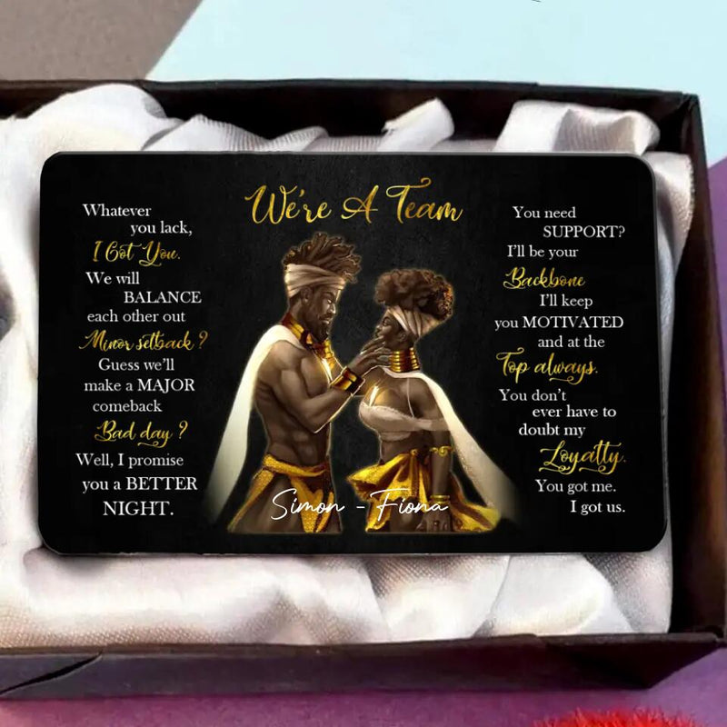 Personalized Black Couple Wallet Aluminum Card - Gift Idea For Couple - We're A Team