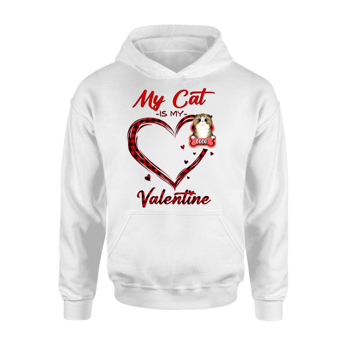 Custom Personalized Pet T-Shirt/ Long Sleeve/ Sweatshirt/ Hoodie - Valentine's Day Gift Idea For Dog/ Cat Lover - Upto 5 Pets - My Cat Is My Valentine