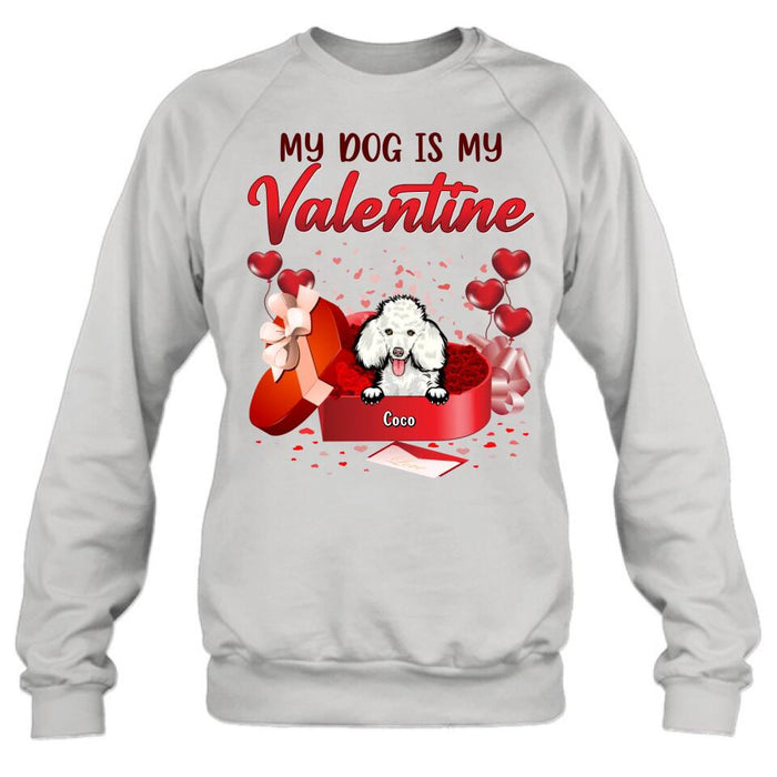 Custom Personalized Pet T-Shirt/ Long Sleeve/ Sweatshirt/ Hoodie - Valentine's Day Gift Idea For Dog/ Cat Lover - Upto 4 Pets - My Dogs Are My Valentine