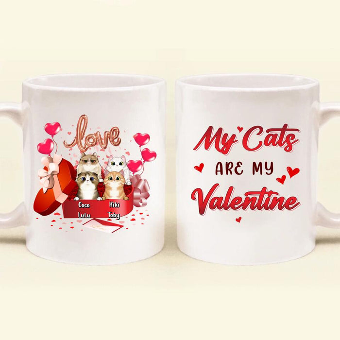 Custom Personalized Pet Coffee Mug - Valentine's Day Gift Idea For Dog/ Cat Lover - Upto 4 Pets - My Cats Are My Valentine