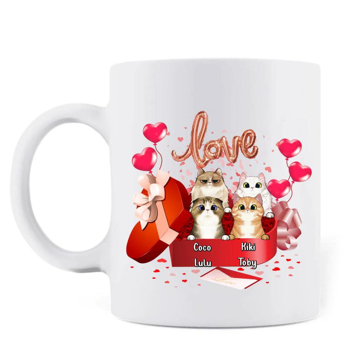 Custom Personalized Pet Coffee Mug - Valentine's Day Gift Idea For Dog/ Cat Lover - Upto 4 Pets - My Cats Are My Valentine