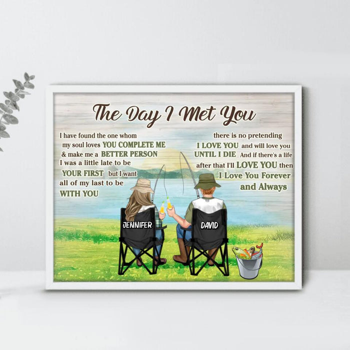 Custom Personalized Fishing Couple Horizontal Poster - Gift Idea For Couple/ Fishing Lovers - The Day I Met You