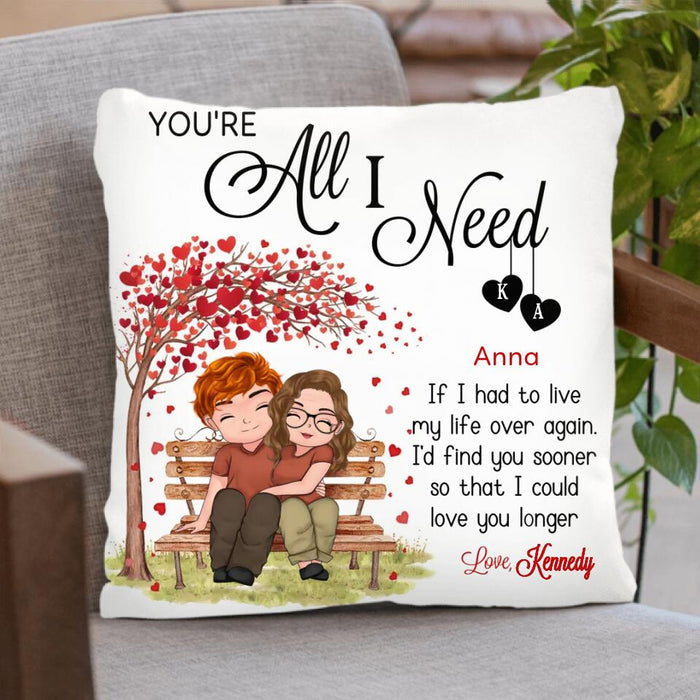 Custom Personalized Couple Pillow Cover- You're All I Need - Gift Idea For Couple/ Mother's Day Gift For Wife From Husband