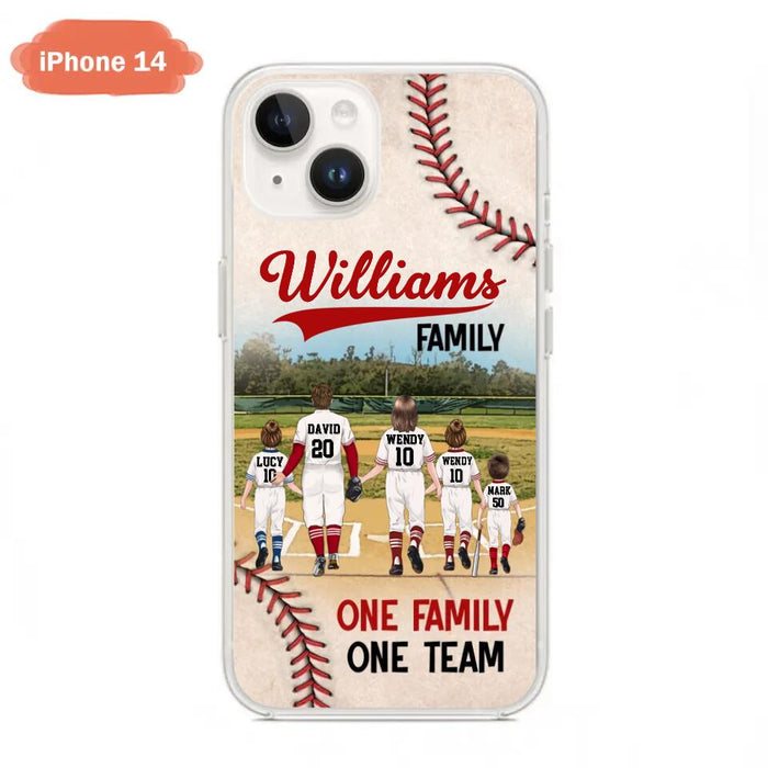 Custom Personalized Baseball Family Phone Case - Upto 3 Children - Gift Idea For Valentine's Day/Birthday/Anniversary/ Mother's Day Gift For Wife From Husband - One Family One Team - Case for iPhone/Samsung