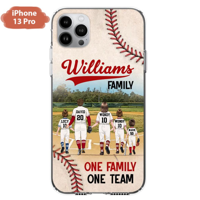 Custom Personalized Baseball Family Phone Case - Upto 3 Children - Gift Idea For Valentine's Day/Birthday/Anniversary/ Mother's Day Gift For Wife From Husband - One Family One Team - Case for iPhone/Samsung