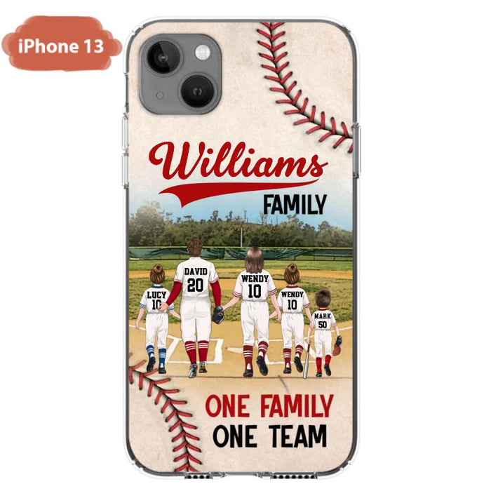 Custom Personalized Baseball Family Phone Case - Upto 3 Children - Gift Idea For Valentine's Day/Birthday/Anniversary/ Mother's Day Gift For Wife From Husband - One Family One Team - Case for iPhone/Samsung