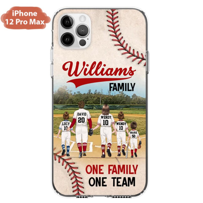 Custom Personalized Baseball Family Phone Case - Upto 3 Children - Gift Idea For Valentine's Day/Birthday/Anniversary/ Mother's Day Gift For Wife From Husband - One Family One Team - Case for iPhone/Samsung