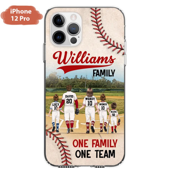 Custom Personalized Baseball Family Phone Case - Upto 3 Children - Gift Idea For Valentine's Day/Birthday/Anniversary/ Mother's Day Gift For Wife From Husband - One Family One Team - Case for iPhone/Samsung