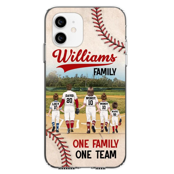 Custom Personalized Baseball Family Phone Case - Upto 3 Children - Gift Idea For Valentine's Day/Birthday/Anniversary/ Mother's Day Gift For Wife From Husband - One Family One Team - Case for iPhone/Samsung