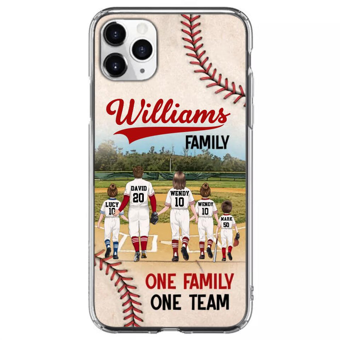 Custom Personalized Baseball Family Phone Case - Upto 3 Children - Gift Idea For Valentine's Day/Birthday/Anniversary/ Mother's Day Gift For Wife From Husband - One Family One Team - Case for iPhone/Samsung