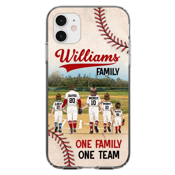 Custom Personalized Baseball Family Phone Case - Upto 3 Children - Gift Idea For Valentine's Day/Birthday/Anniversary/ Mother's Day Gift For Wife From Husband - One Family One Team - Case for iPhone/Samsung