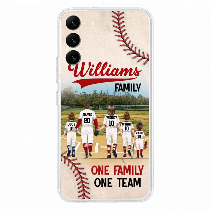 Custom Personalized Baseball Family Phone Case - Upto 3 Children - Gift Idea For Valentine's Day/Birthday/Anniversary/ Mother's Day Gift For Wife From Husband - One Family One Team - Case for iPhone/Samsung