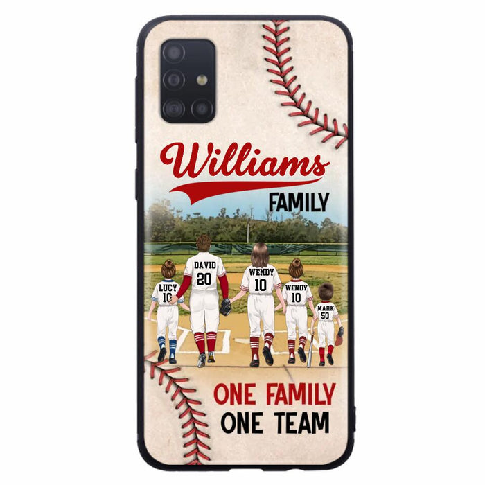 Custom Personalized Baseball Family Phone Case - Upto 3 Children - Gift Idea For Valentine's Day/Birthday/Anniversary/ Mother's Day Gift For Wife From Husband - One Family One Team - Case for iPhone/Samsung