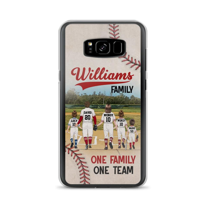 Custom Personalized Baseball Family Phone Case - Upto 3 Children - Gift Idea For Valentine's Day/Birthday/Anniversary/ Mother's Day Gift For Wife From Husband - One Family One Team - Case for iPhone/Samsung