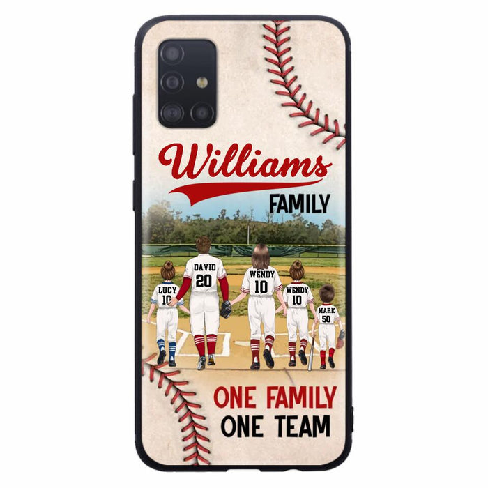 Custom Personalized Baseball Family Phone Case - Upto 3 Children - Gift Idea For Valentine's Day/Birthday/Anniversary/ Mother's Day Gift For Wife From Husband - One Family One Team - Case for iPhone/Samsung